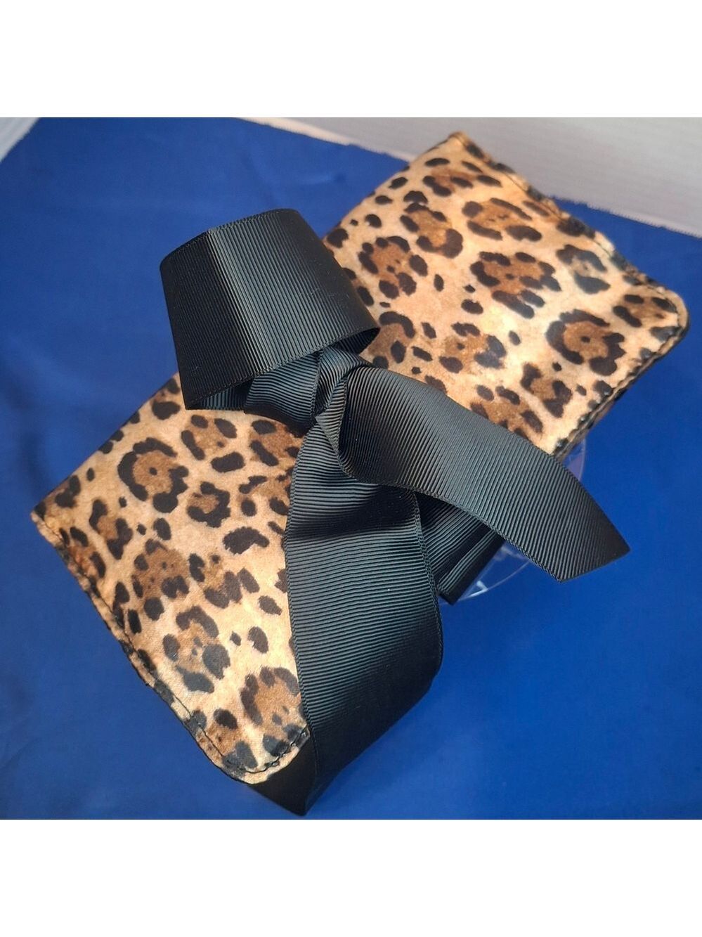 White House Black Market Animal Print Satin Travel Jewelry Pouch with Logo Charm